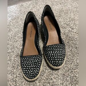Women’s Lucky Brand Black and White Dotted Espadrille Slip On Flats Size 9 1/2